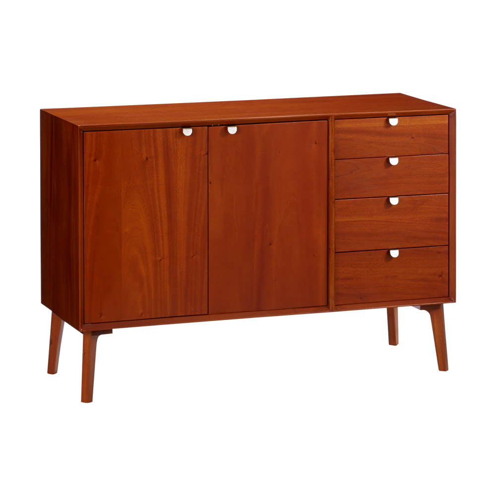 北欧ヴィンテージ風Vカットデザイン リビングボード・リビングキャビネット 幅110cm高さ75cm キャビネット リビングボード リビング収納 H90606