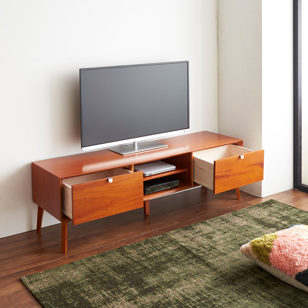 テレビ台 幅150高さ46cm 【北欧ヴィンテージ風Vカットデザインシリーズ