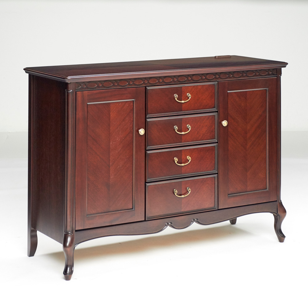 エレガントクラシックサイドボード（リビングキャビネット） 幅114cm高さ82cm キャビネット リビングボード リビング収納 H90805