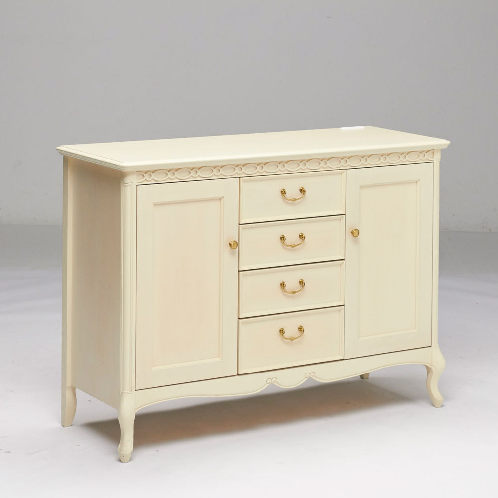 エレガントクラシックサイドボード（リビングキャビネット） 幅114cm高さ82cm キャビネット リビングボード リビング収納 H90805