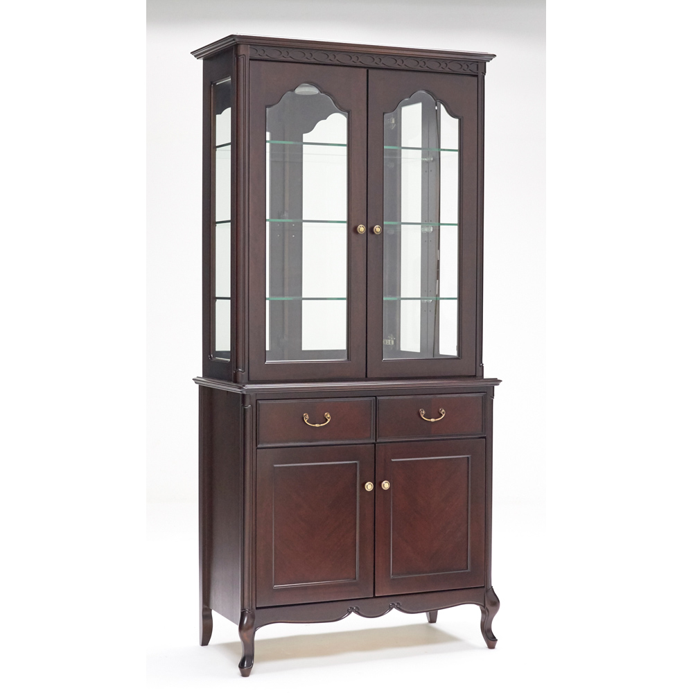 エレガントクラシックカップボード（コレクションボード） 幅85.5cm高さ180cm キッチンボード キッチン収納 H90806