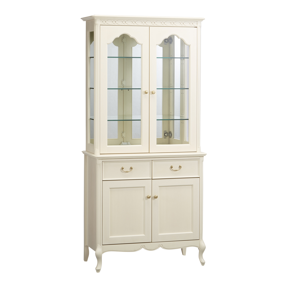 エレガントクラシックカップボード（コレクションボード） 幅85.5cm高さ180cm キッチンボード キッチン収納 H90806