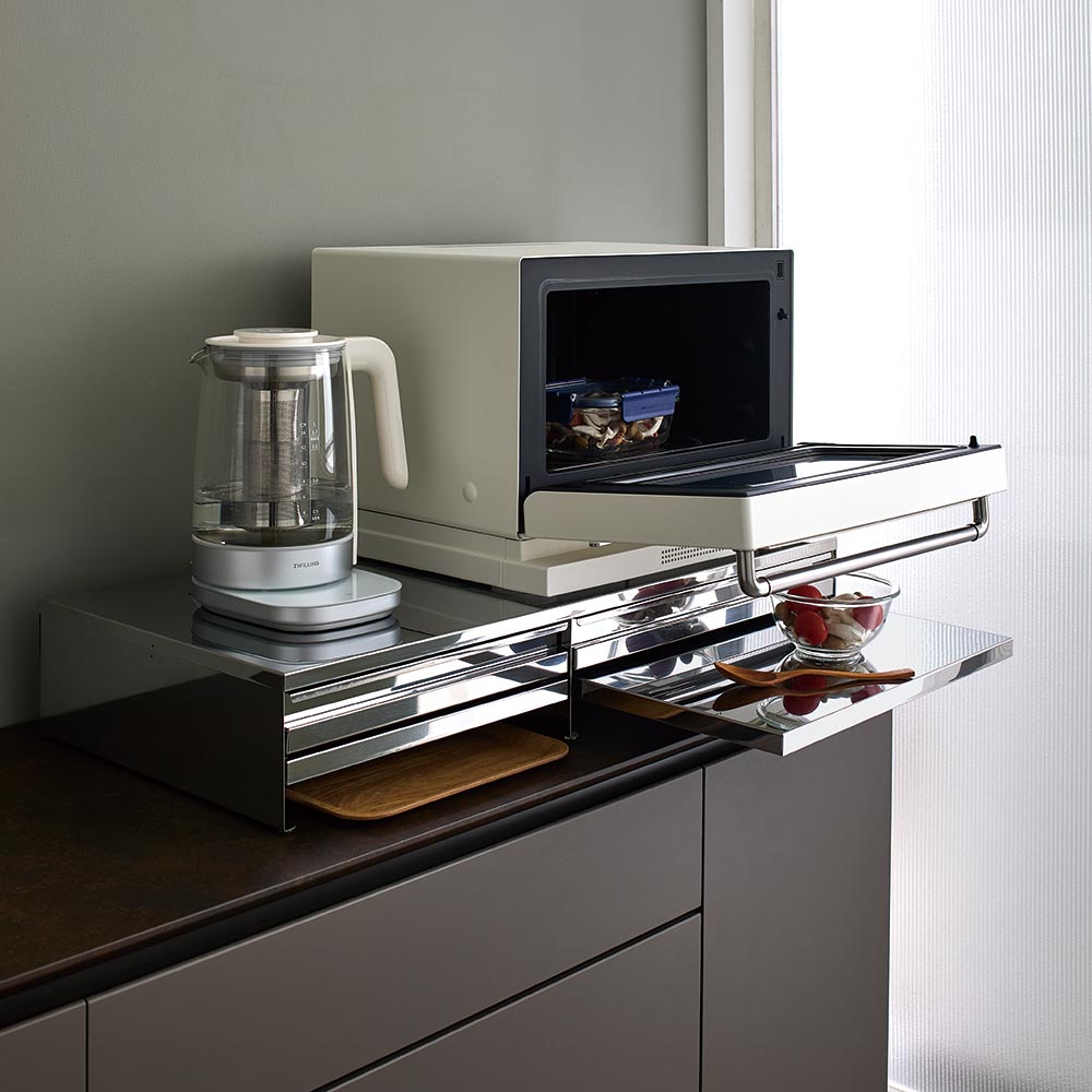 S-tena/ステナ ステンレス製 スライドテーブル付 レンジ下収納 幅80cm