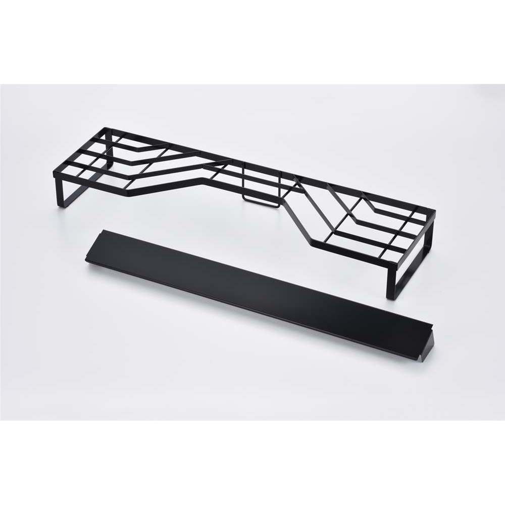 ≪排気口カバー付き 幅67.5cm≫ 頑丈ブラックコンロ奥ラック コンロ周り収納 キッチン用品収納 H91877