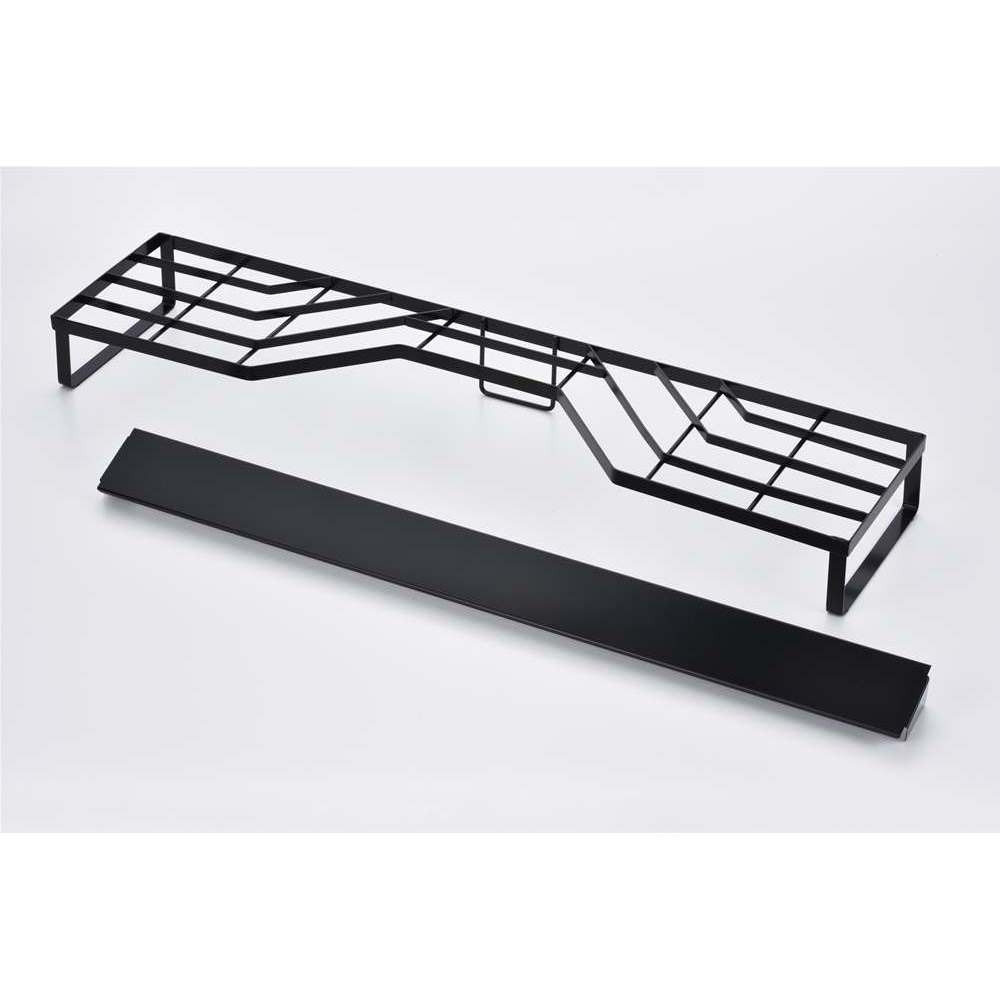 ≪排気口カバー付き 幅79.5cm≫ 頑丈ブラックコンロ奥ラック コンロ周り収納 キッチン用品収納 H91878