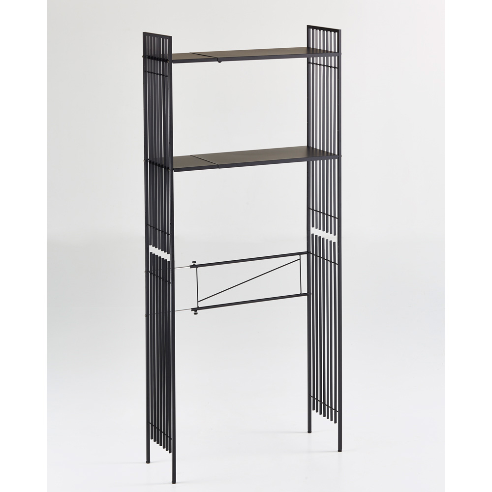 Hanji/ハンジ 幅伸縮できる格子ランドリー 棚2段 洗濯機ラック ランドリーラック 洗濯用品 物干し H92101