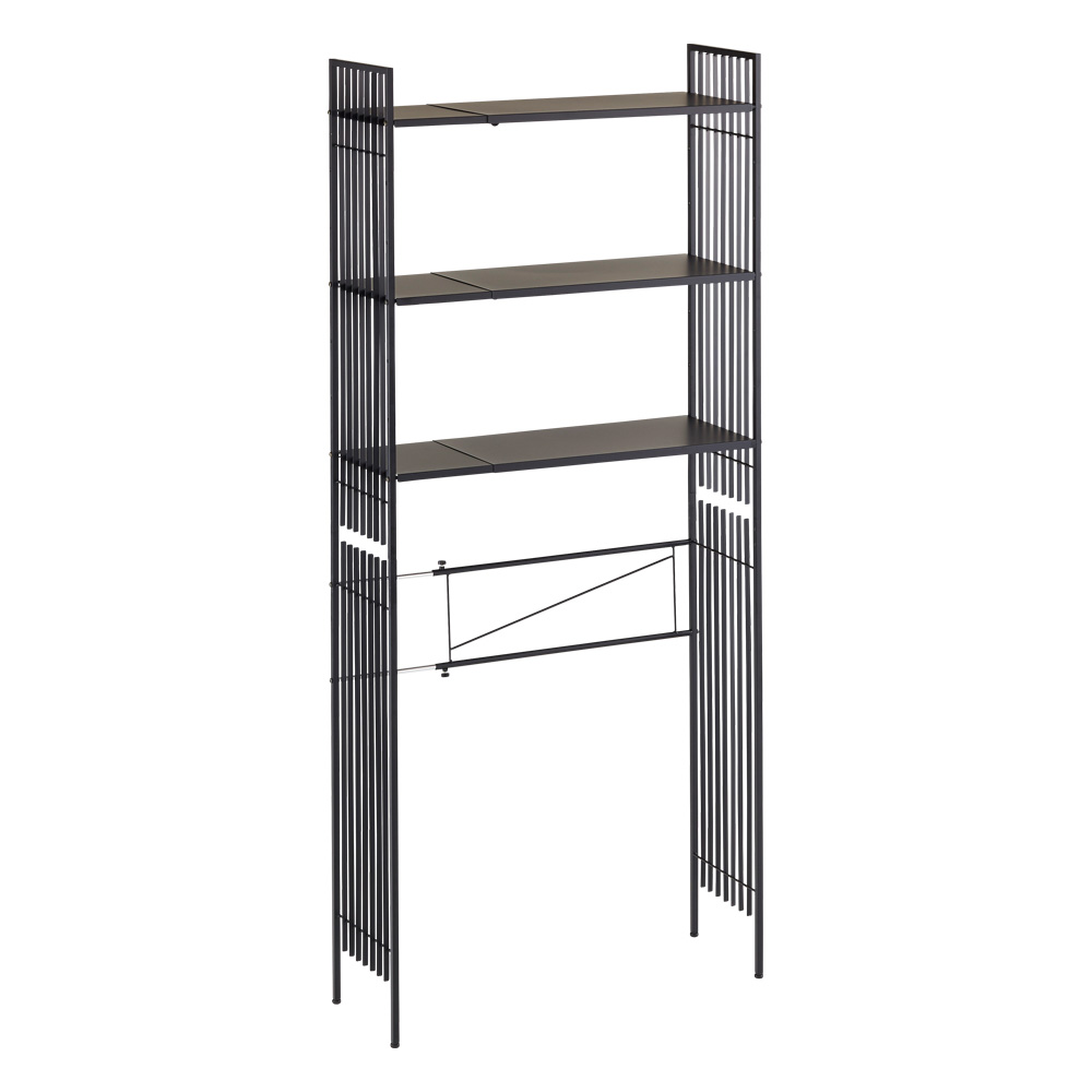 Hanji/ハンジ 幅伸縮できる格子ランドリー 棚3段 日本製 スッキリ収納 おしゃれ モダン 多目的収納 コンパクト 隙間活用 洗濯機ラック ランドリーラック 洗濯用品 物干し H92102