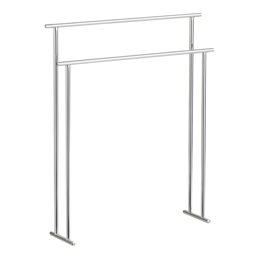 スリムステンレスタオルハンガー 2連 バスタオルスタンド ハンガー バス用品 バスマット H92233