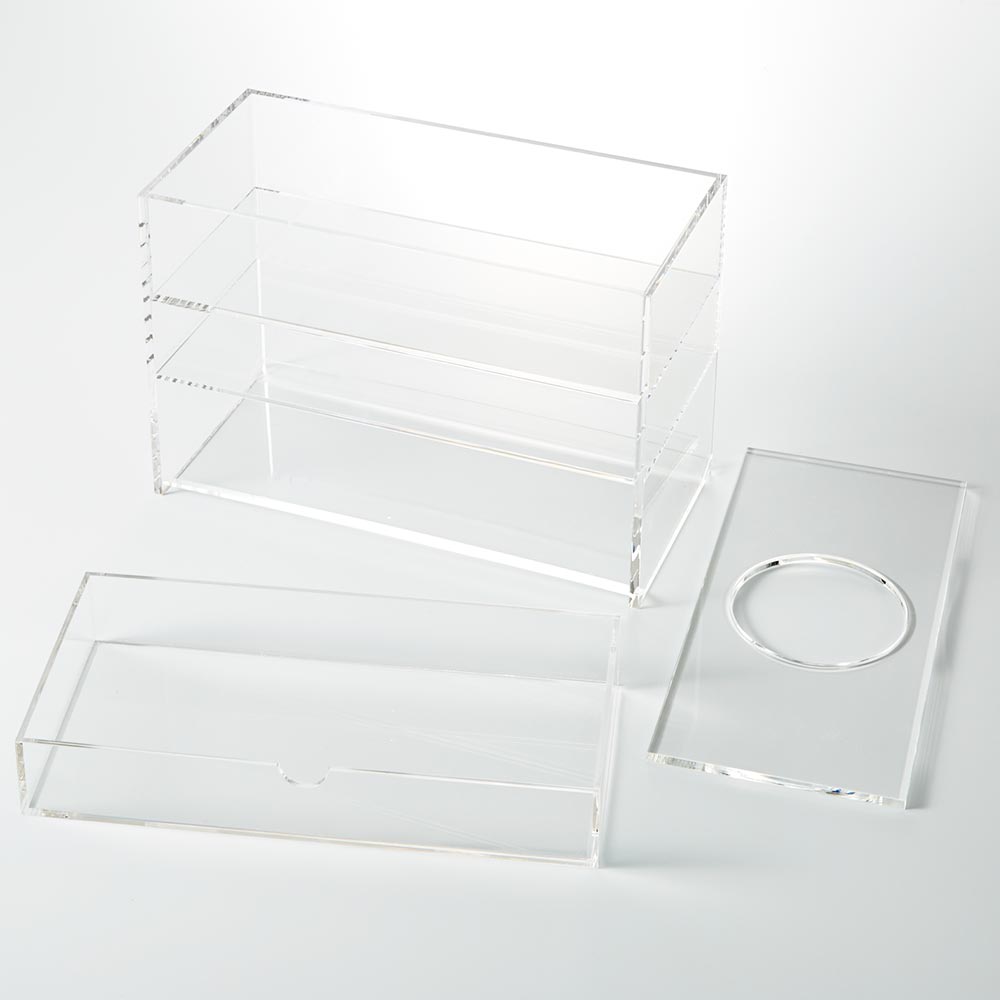 アクリル製ティッシュボックス リモコン収納付き インテリア雑貨 H92509