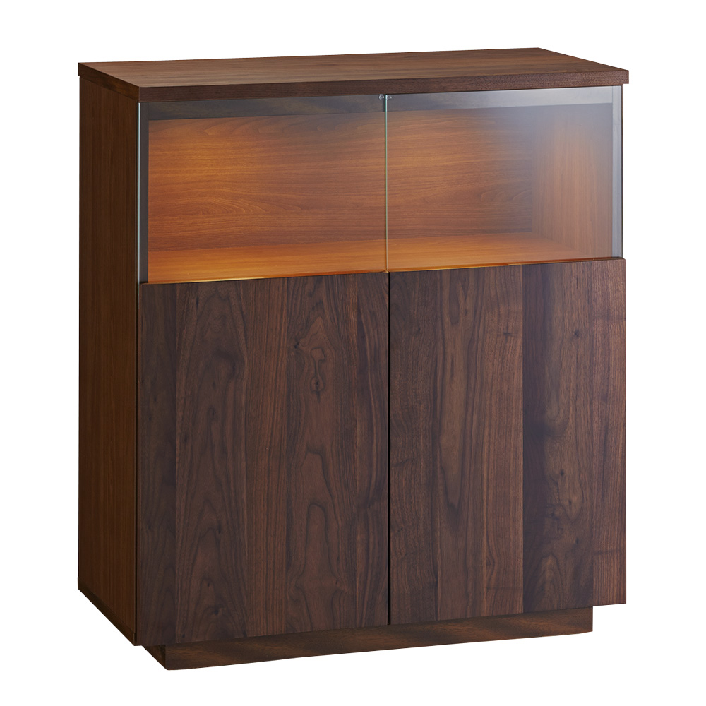 【開梱・設置料金込み】 幅80cm LEDライト付きサイドボード キャビネット リビングボード リビング収納 H93602