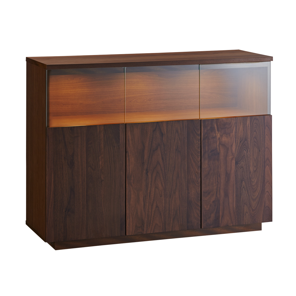 【開梱・設置料金込み】 幅120cm LEDライト付きサイドボード キャビネット リビングボード リビング収納 H93603