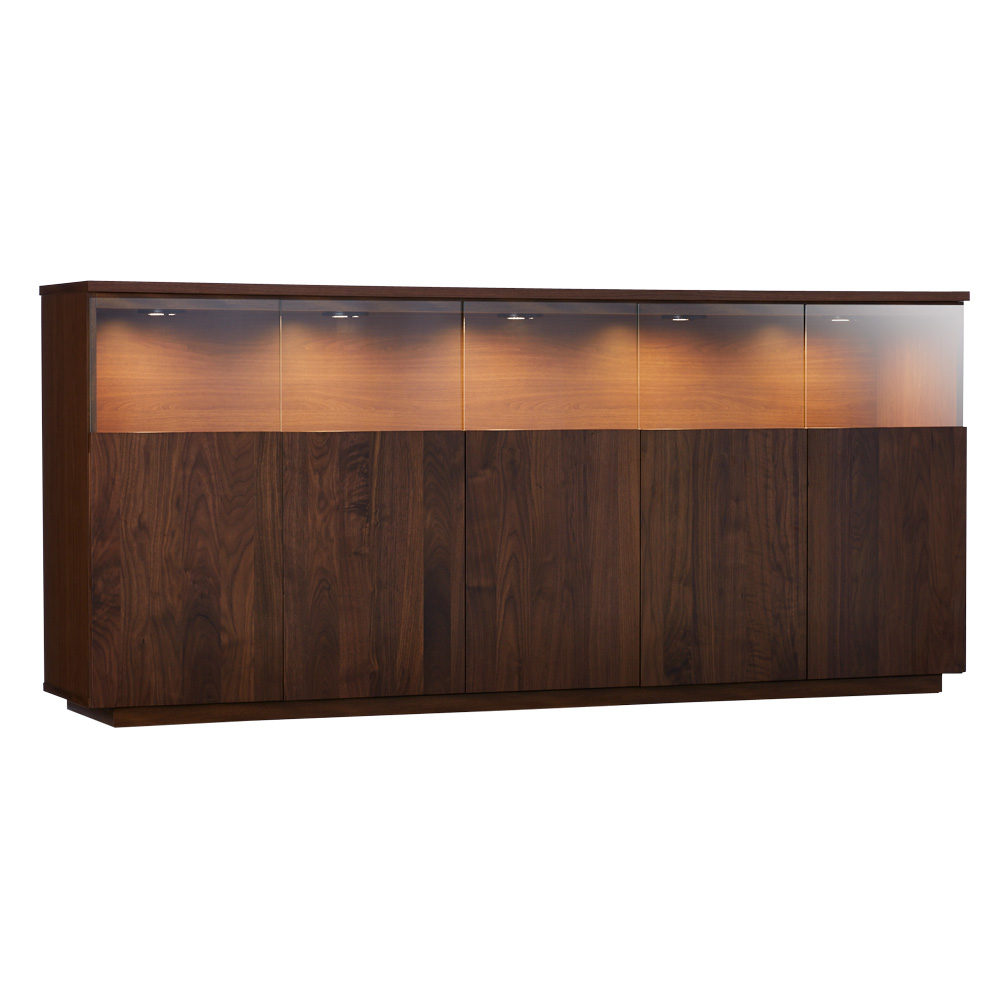 【開梱・設置料金込み】 幅200cm LEDライト付きサイドボード キャビネット リビングボード リビング収納 H93605