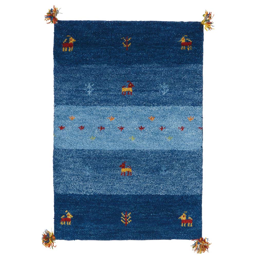 Gabbeh/ギャッベ インド製マット 約45cm×75cm 玄関マット カーペット ラグ マット H94516