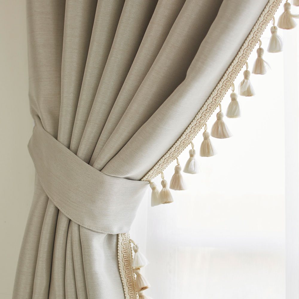 ≪幅100cm×丈200cm 2枚≫ フリンジ付き遮光カーテン 遮光カーテン カーテン H94919