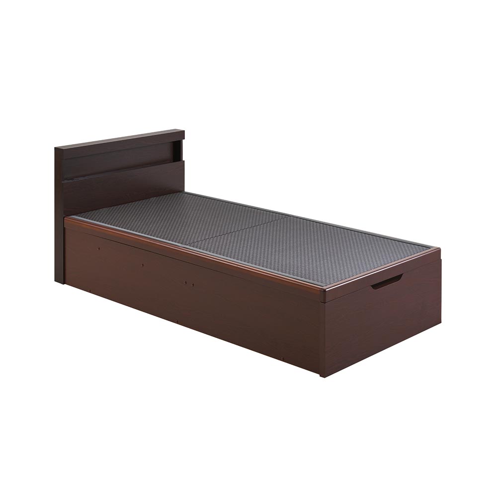 ≪シングル 床面高さ40cm≫ Celato/チェラト 照明付きヘッドボード 美草跳ね上げ床下収納ベッド 木製ベッド ベッド H95282