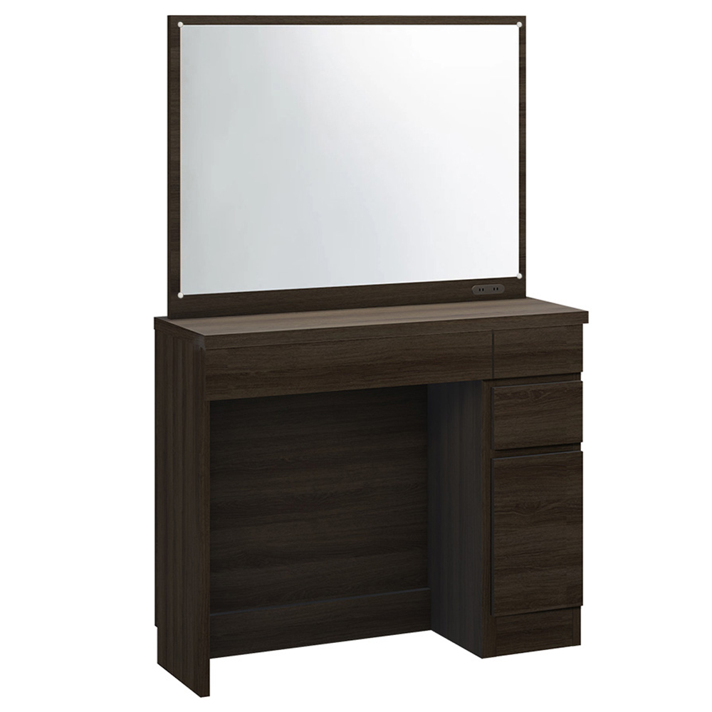 Milath/ミラス 薄型ワイドドレッサー 幅87.5cm 奥行30cm高さ132cm ドレッサー 化粧台 鏡台 小物収納 フリーボックス H95429