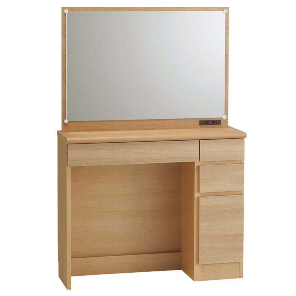 Milath/ミラス 薄型ワイドドレッサー 幅87.5cm 奥行30cm高さ132cm ドレッサー 化粧台 鏡台 小物収納 フリーボックス H95429