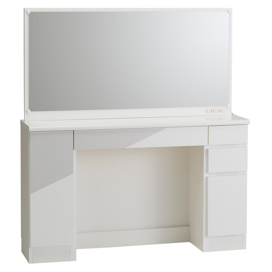 Milath/ミラス 薄型ワイドドレッサー 幅120.5cm 奥行30cm高さ132cm ドレッサー 化粧台 鏡台 小物収納 フリーボックス H95430