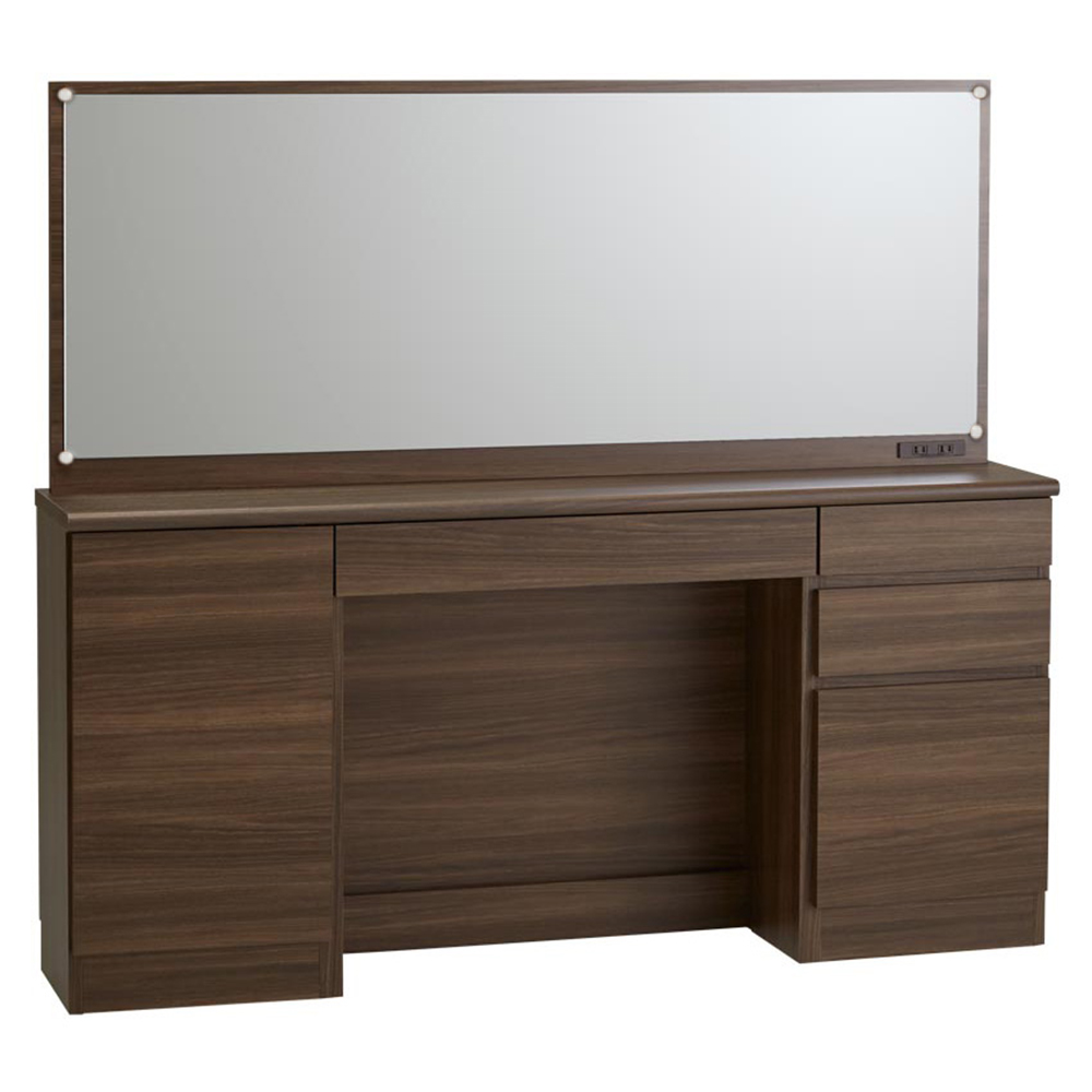 Milath/ミラス 薄型ワイドドレッサー 幅150.5cm 奥行30cm高さ132cm ドレッサー 化粧台 鏡台 小物収納 フリーボックス H95431