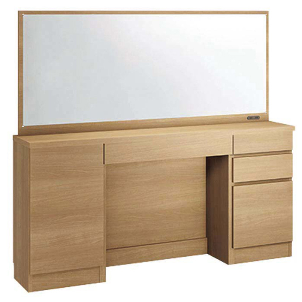 Milath/ミラス 薄型ワイドドレッサー 幅150.5cm 奥行30cm高さ132cm ドレッサー 化粧台 鏡台 小物収納 フリーボックス H95431