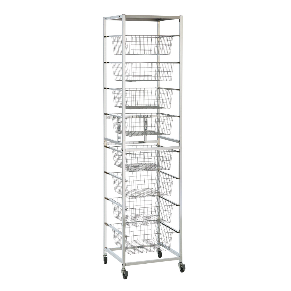 Shinevarie（シャインバリエ） クローゼットシリーズ スライドシャインバスケットラック８段 押入れ クローゼット収納 衣類収納 H95606