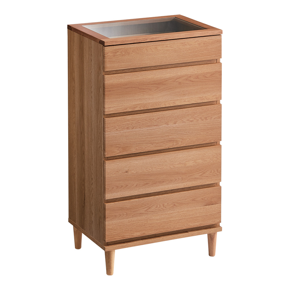 北欧ジュエリー収納付チェスト ハイタイプ 幅60cm・5段（高さ108cm） アクセサリー収納ケース ジュエリーボックス 小物収納 フリーボックス H95706