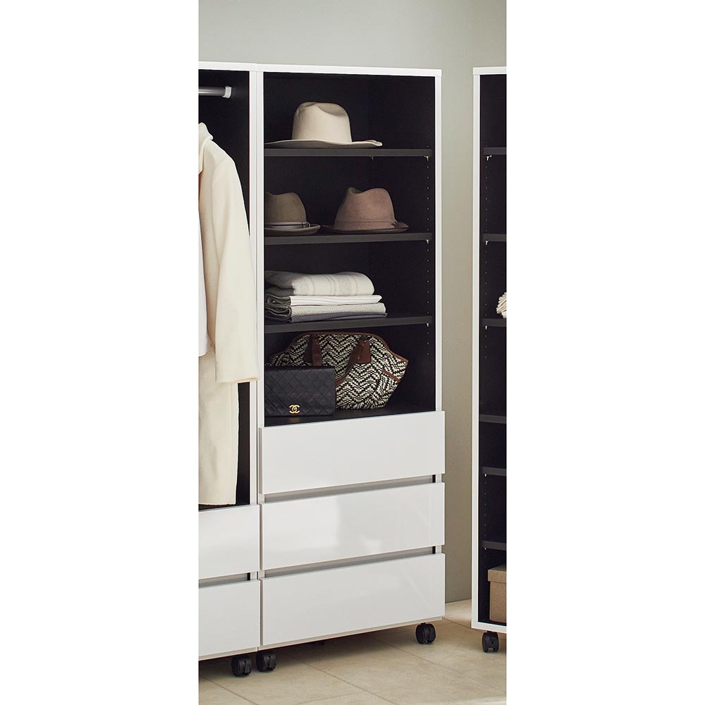 ≪幅60cm≫Gir/ジアー 移動式クローゼット 棚＆引き出しタイプ ハンガーラック パイプハンガー 衣類収納 H95812