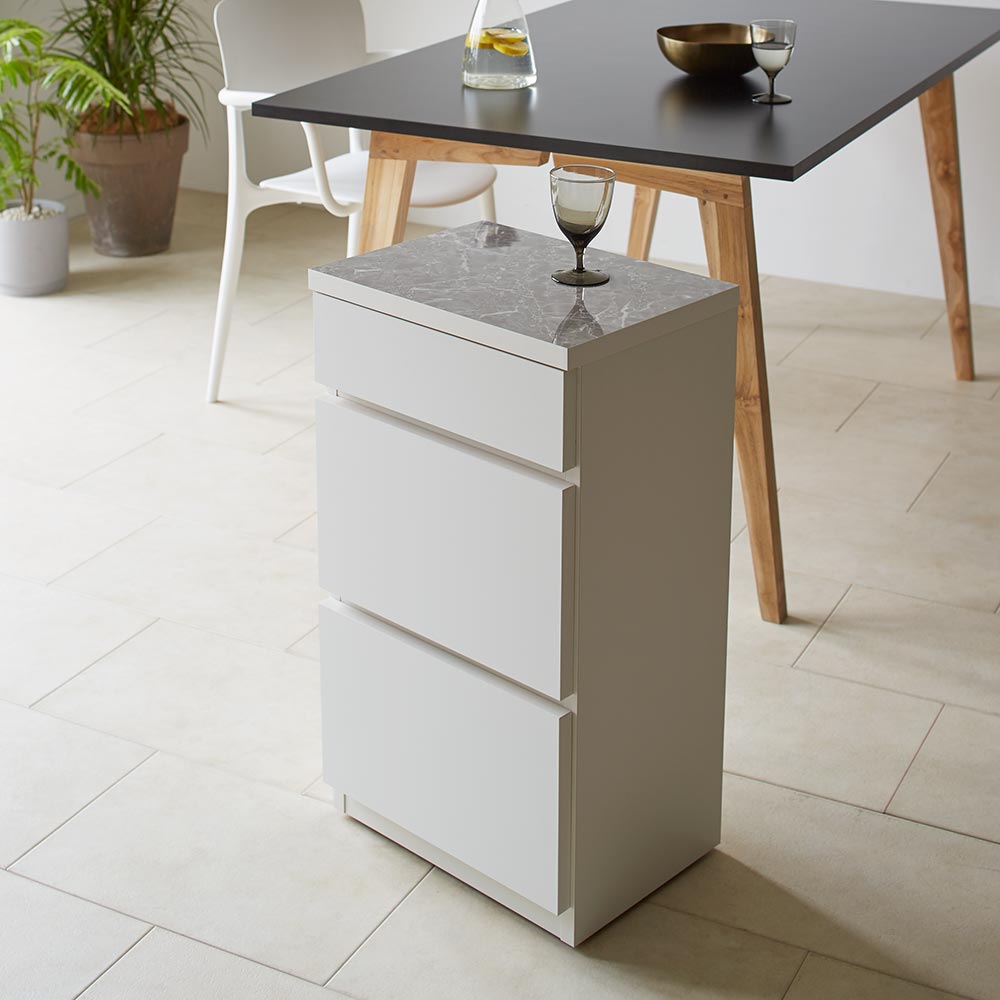 テーブル　キャスター付　大理石調　横収納　引き出し4個　高級感あり 楽天市場】サイドテーブル キャスター 収納 木製 ワイヤレス充電機能