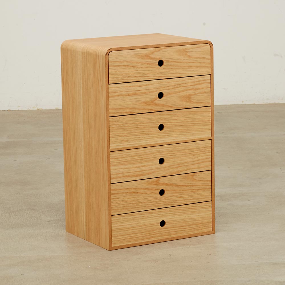 Tiroirs/ティロワール 曲げ木のリビング収納 6段引き出しチェスト リビング リビング収納 H93005