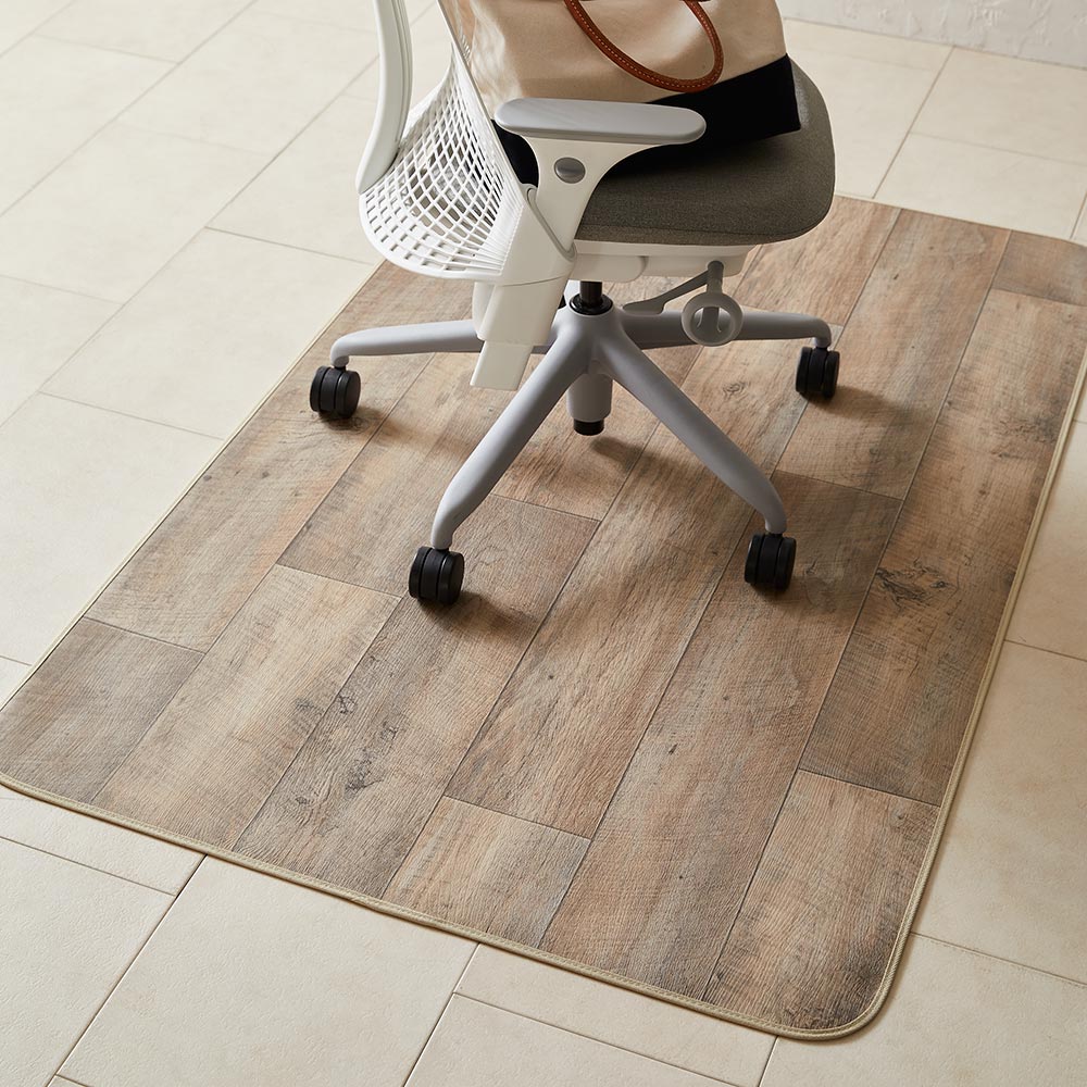≪約100×120cm≫ 古材フローリング調デスク下マット チェアマット フロアマット マット カーペット ラグ H94625