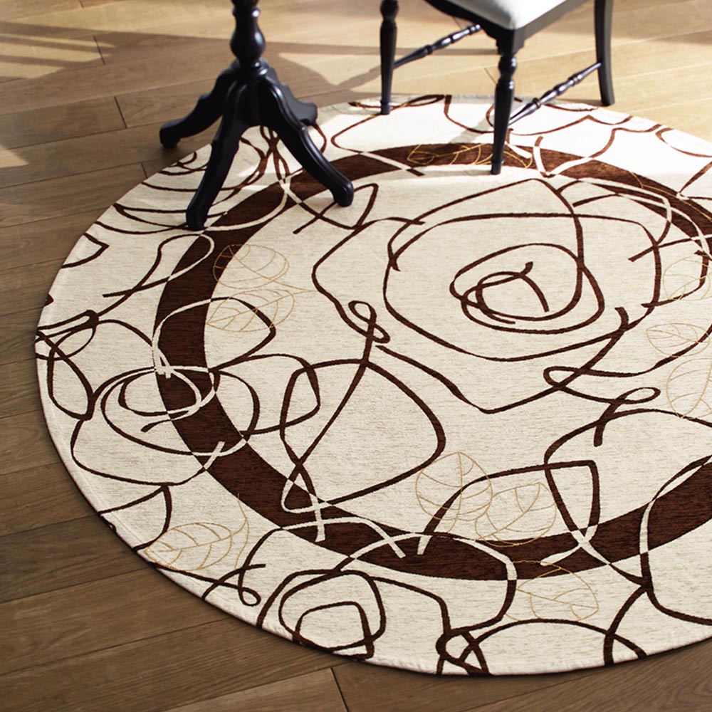 イタリア製 Camelia/カメリア ゴブラン織ラグ 円形 約径175cm 洗えるラグ カーペット ラグ マット H94948