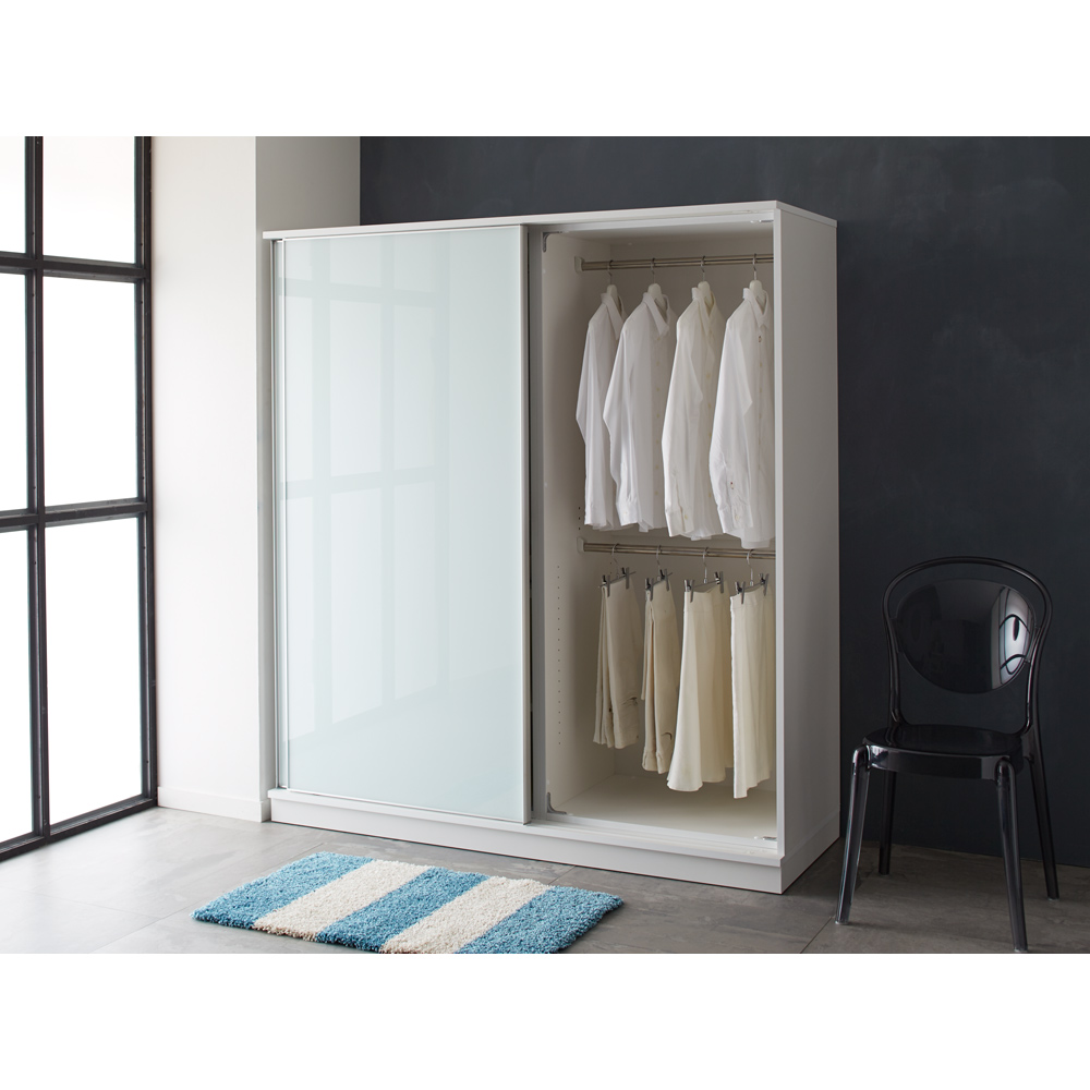 Milath/ミラス スライドワードローブ ガラス扉タイプ 幅80.5cm ワードローブ クローゼット 衣類収納 H95441