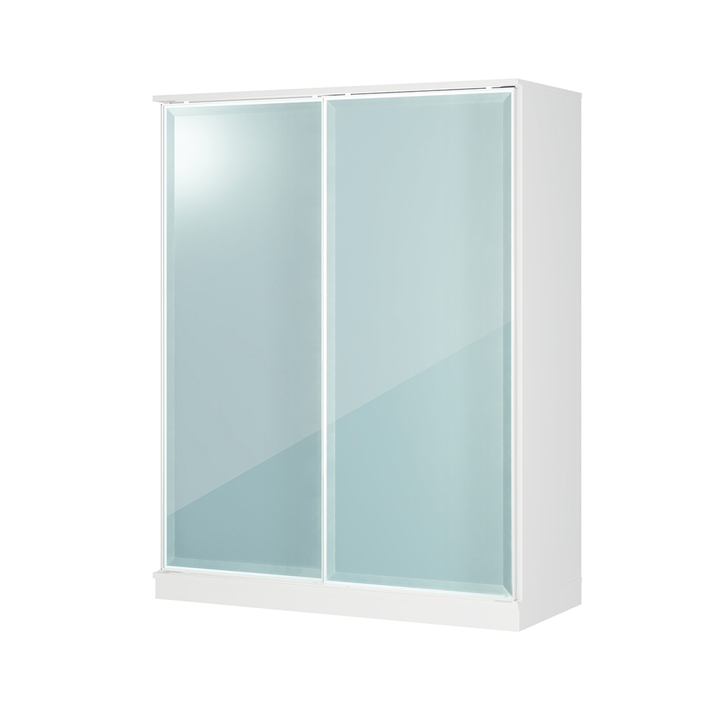 Milath/ミラス スライドワードローブ ガラス扉タイプ 幅140.5cm ワードローブ クローゼット 衣類収納 H95444