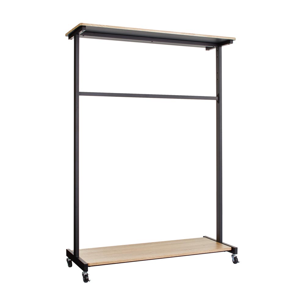 HS Brooklyn/エイチエスブルックリン 上下棚付頑丈ハンガー シングル 幅120 ハンガーラック パイプハンガー 衣類収納 H95618