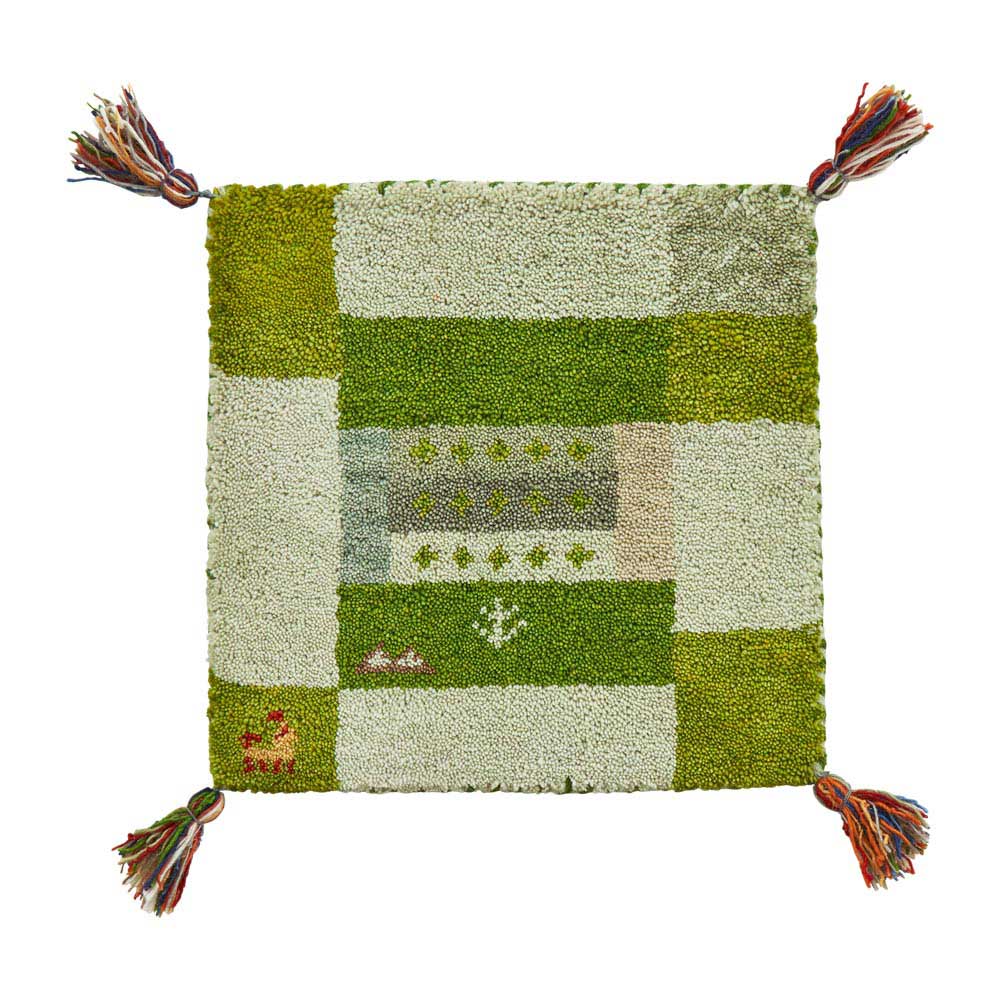 Gabbeh/ギャッベ インド製マット 約40cm×40cm 椅子 シート チェアパッド カバー類 H03607