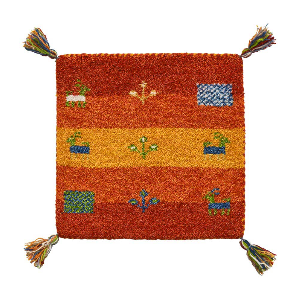 Gabbeh/ギャッベ インド製マット 約40cm×40cm 椅子 シート チェアパッド カバー類 H03607