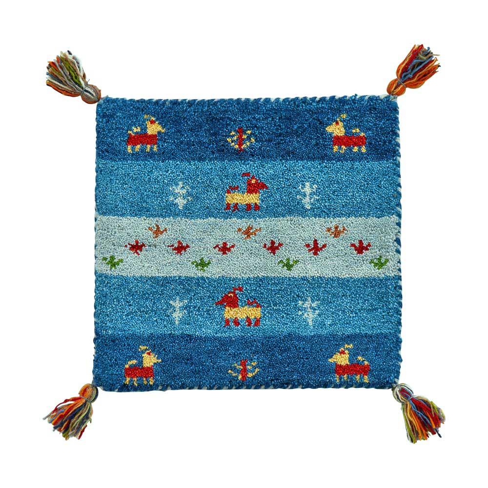 Gabbeh/ギャッベ インド製マット 約40cm×40cm 椅子 シート チェアパッド カバー類 H03607