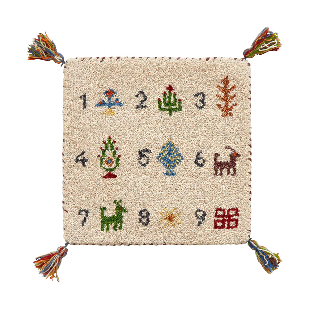 Gabbeh/ギャッベ インド製マット 約40cm×40cm 椅子 シート チェアパッド カバー類 H03607