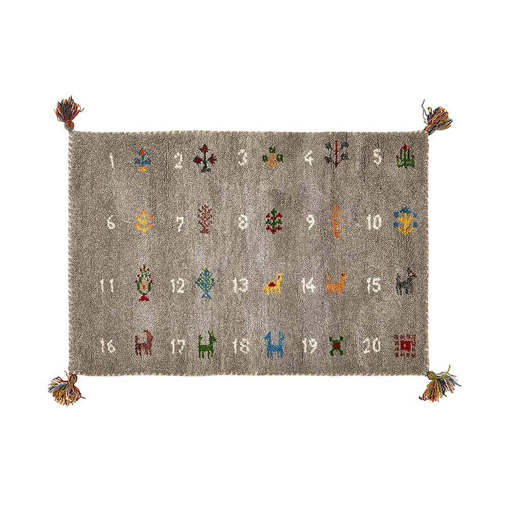 Gabbeh/ギャッベ インド製マット 約60cm×90cm 玄関マット カーペット ラグ マット H03612