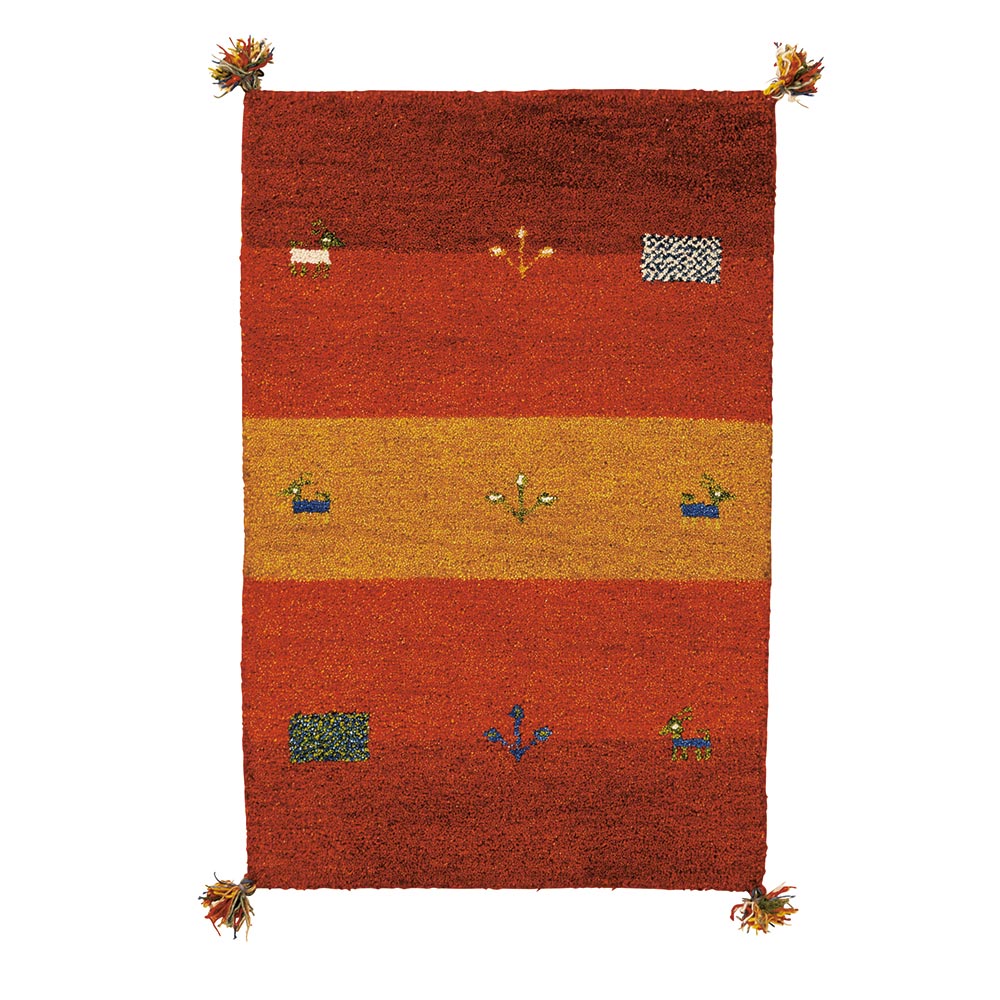Gabbeh/ギャッベ インド製マット 約60cm×90cm 玄関マット カーペット ラグ マット H03612