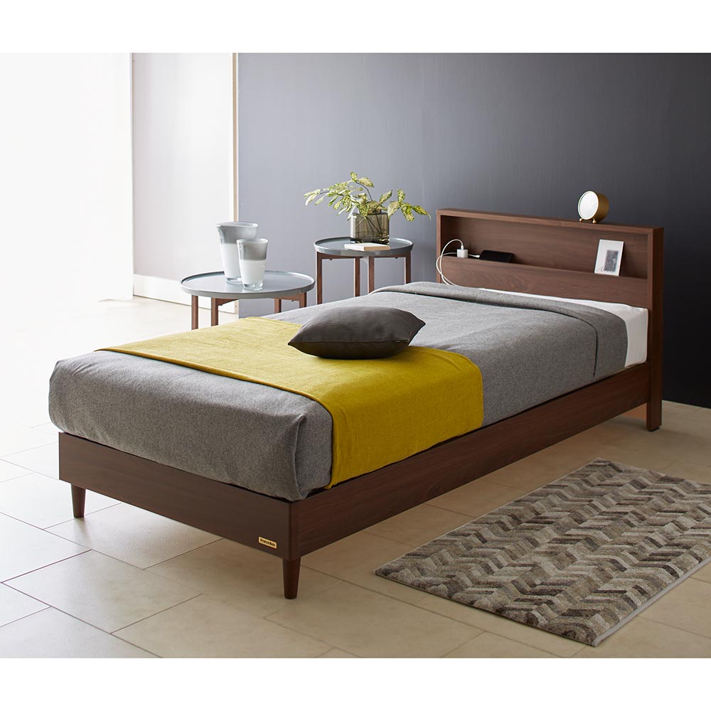 ≪シングル≫ France Bed/フランスベッド LED照明ベッド フレームのみ 木製ベッド ベッド H04022
