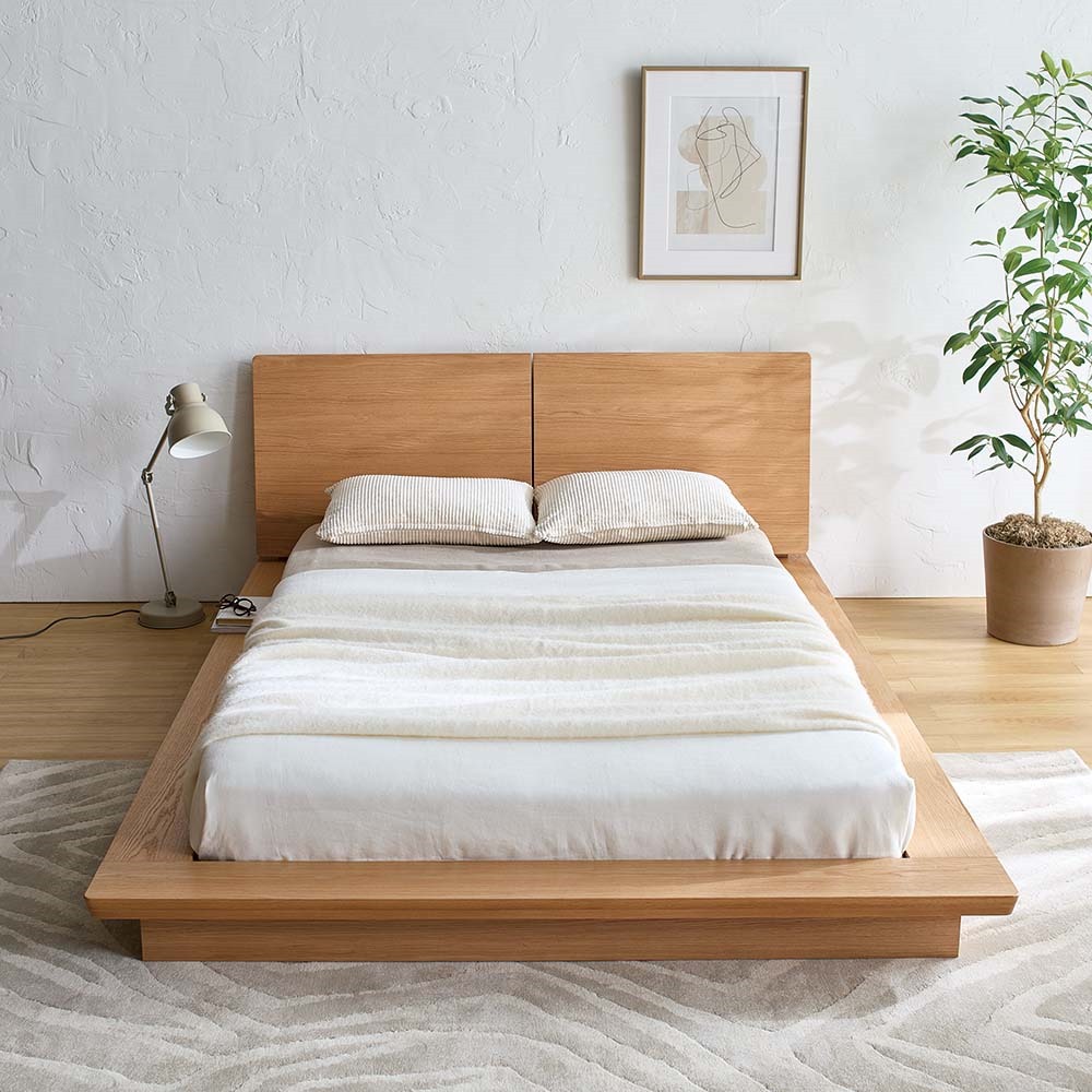 ≪セミダブル≫ Ficus/フィカス 天然木フロアベッド マットレス付き 木製ベッド ベッド H04034