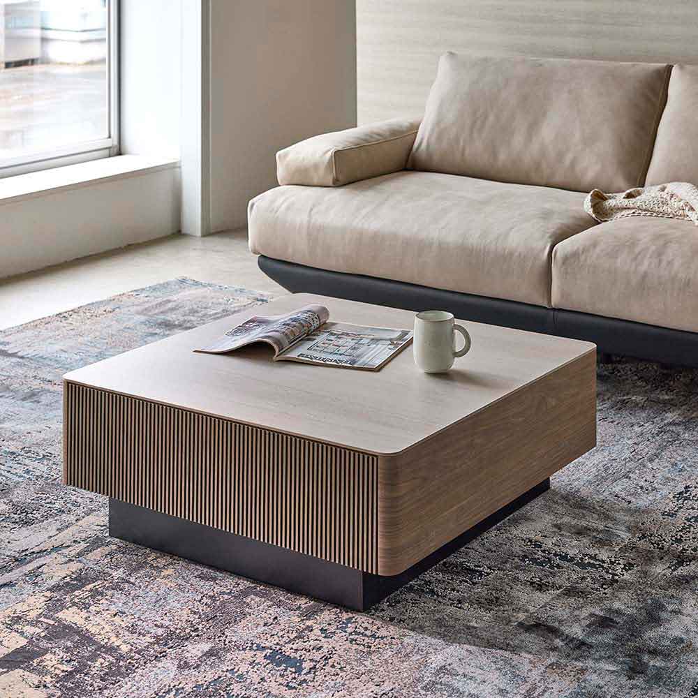 Korpo/コルポ ストライプデザイン リビングテーブル 79cm×79cm 通販