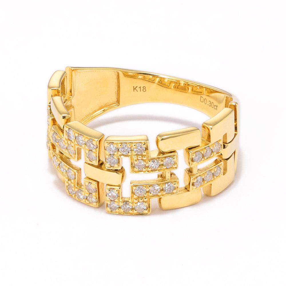 ダイヤモンド ジュエリー アクセサリー チェーンリング チェーンネックレス K18 K18 0.3ctダイヤ チェーンリング J55504