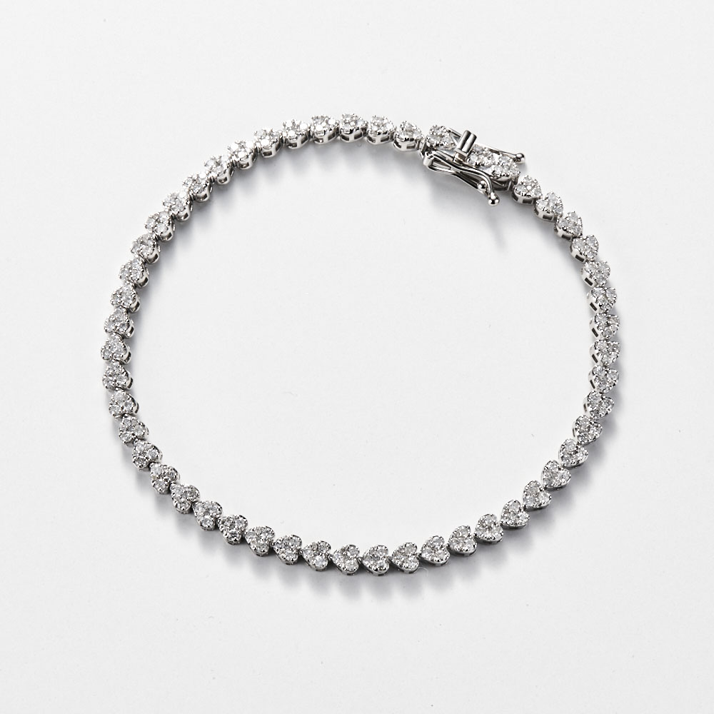 ポンテヴェキオ ハート K18WGブレスレット ダイヤ 0.04ct 18cm Ponte Vecchio 箱付 18金ホワイトゴールド m001 0211 Digital様専用ポンテヴェキオ ハートダイヤモンドブレスレットK18WG