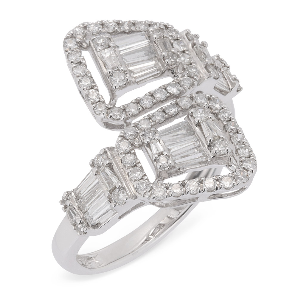 K18WG 1ctバゲットダイヤ デザインリング ディノスANAmall店 