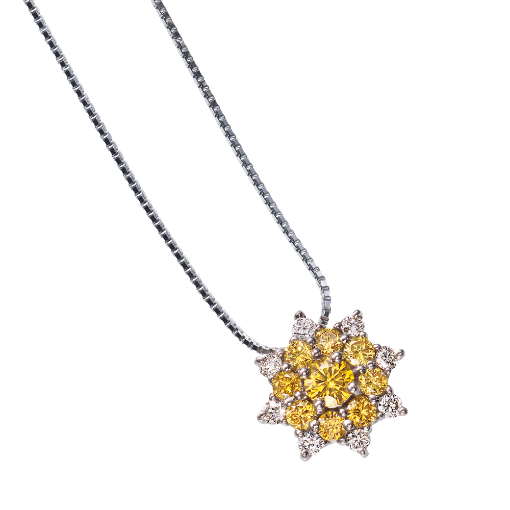 k18wg シェルイエローダイヤモンドネックレス カバン