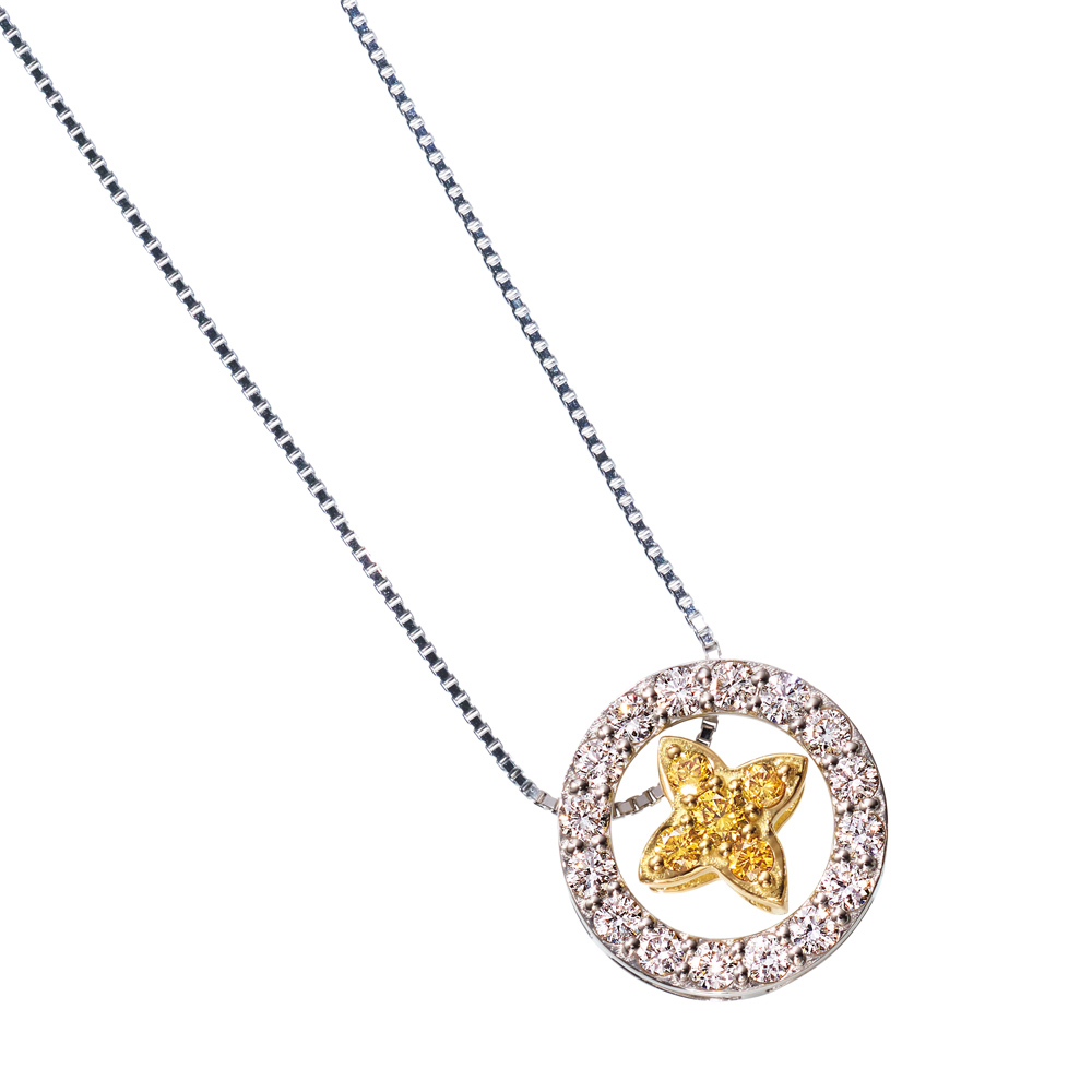 イエローダイヤ ネックレス （SALE新品K18イエローダイヤネックレス D 