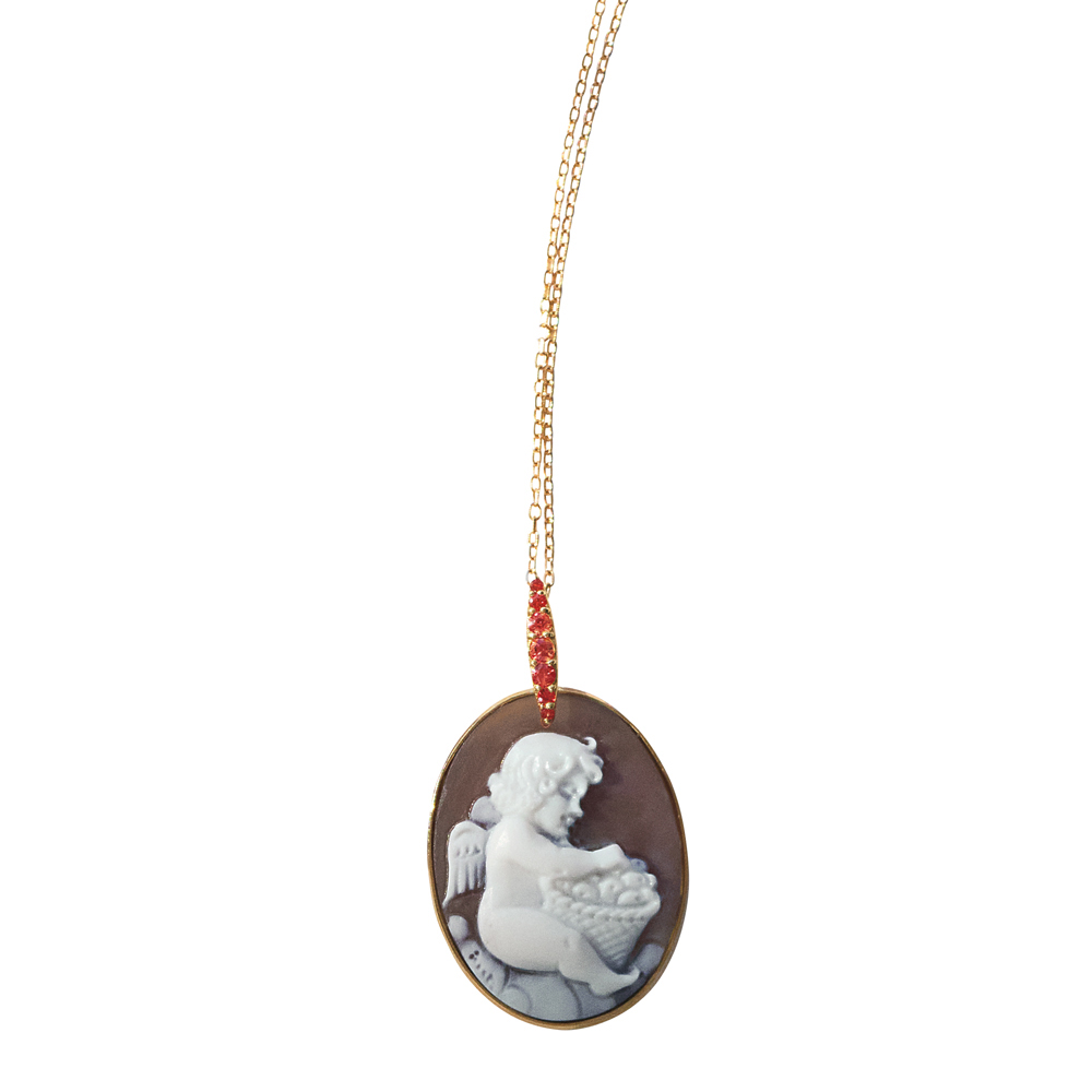 Pt/K18 シェルカメオ・カラーサファイア ペンダント プラチナ製 ジュエリー アクセサリー J73101