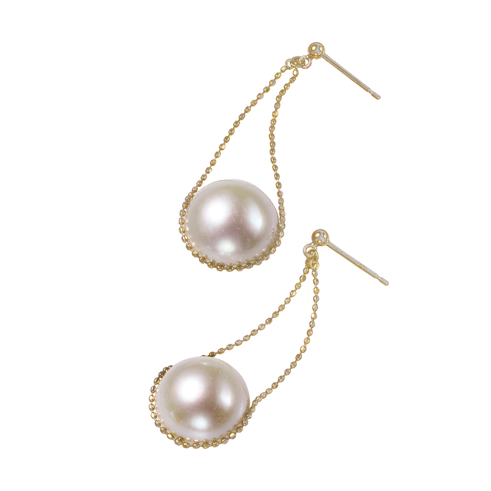 ペルルデミ K18 12mm淡水パール ピアス 真珠 パール ジュエリー アクセサリー J73913